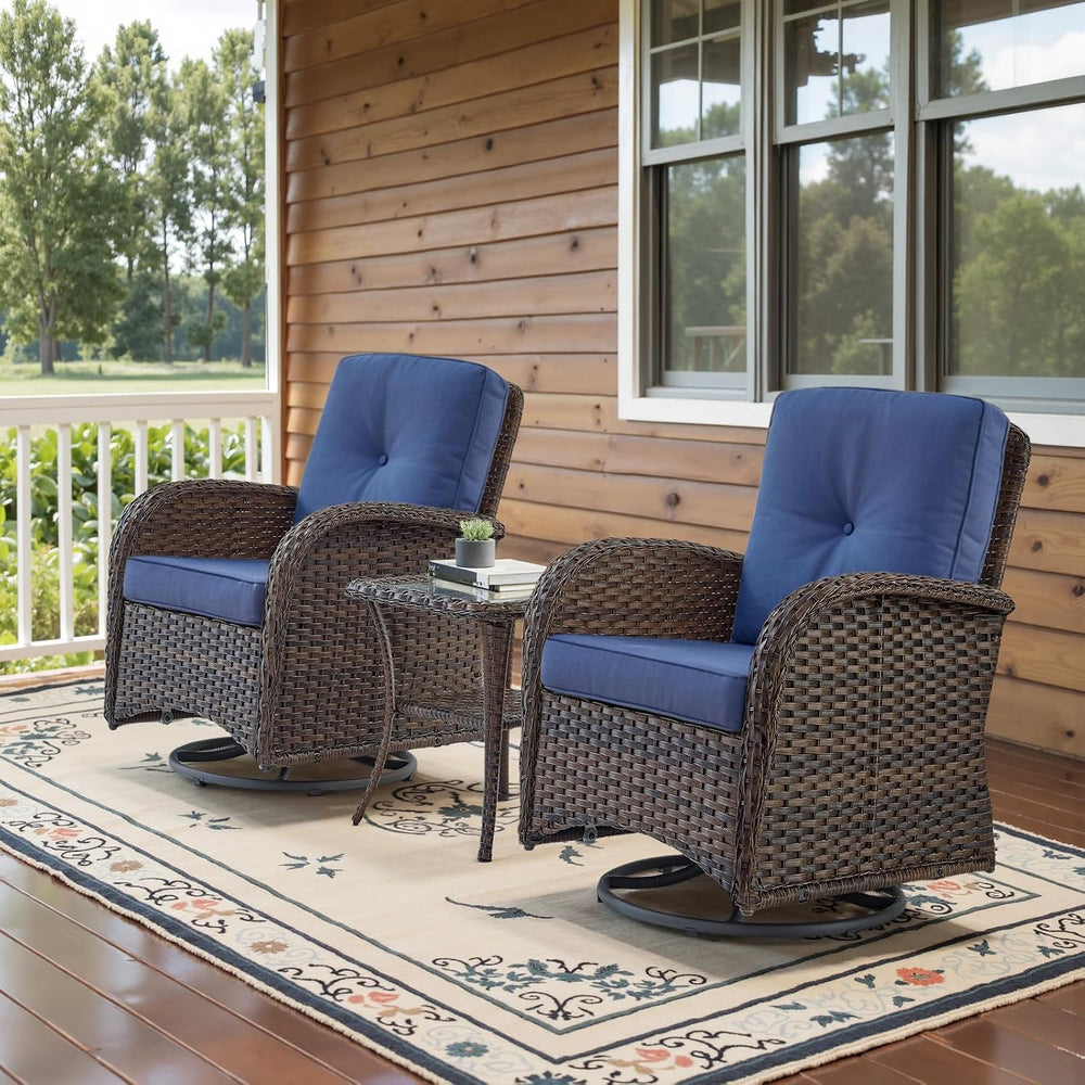 Belord Patio Wicker Chairs Swivel Rocker - Outdoor Swivel Rocking Chairs Set ...