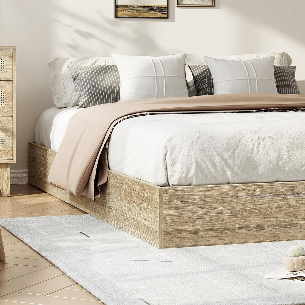 GarveeHome Wood Platform Bed Frame, Queen Bed Frame Without Headboard