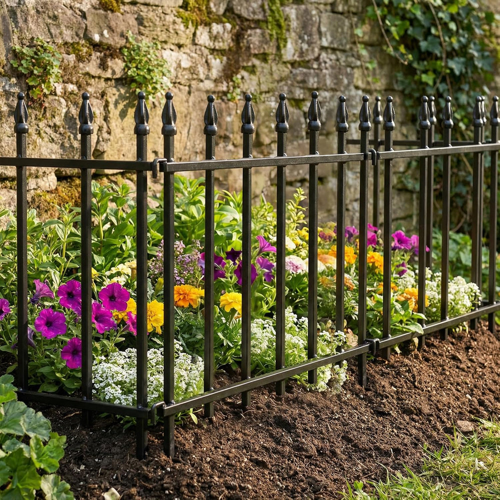5-Pack Garden Border Fence, 23" W x 17" H, Black
