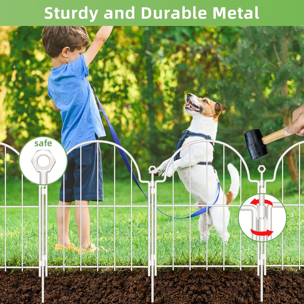30 Pack White Decorative Garden Fence, 17in(H) x 32ft(L), with Ground Stake