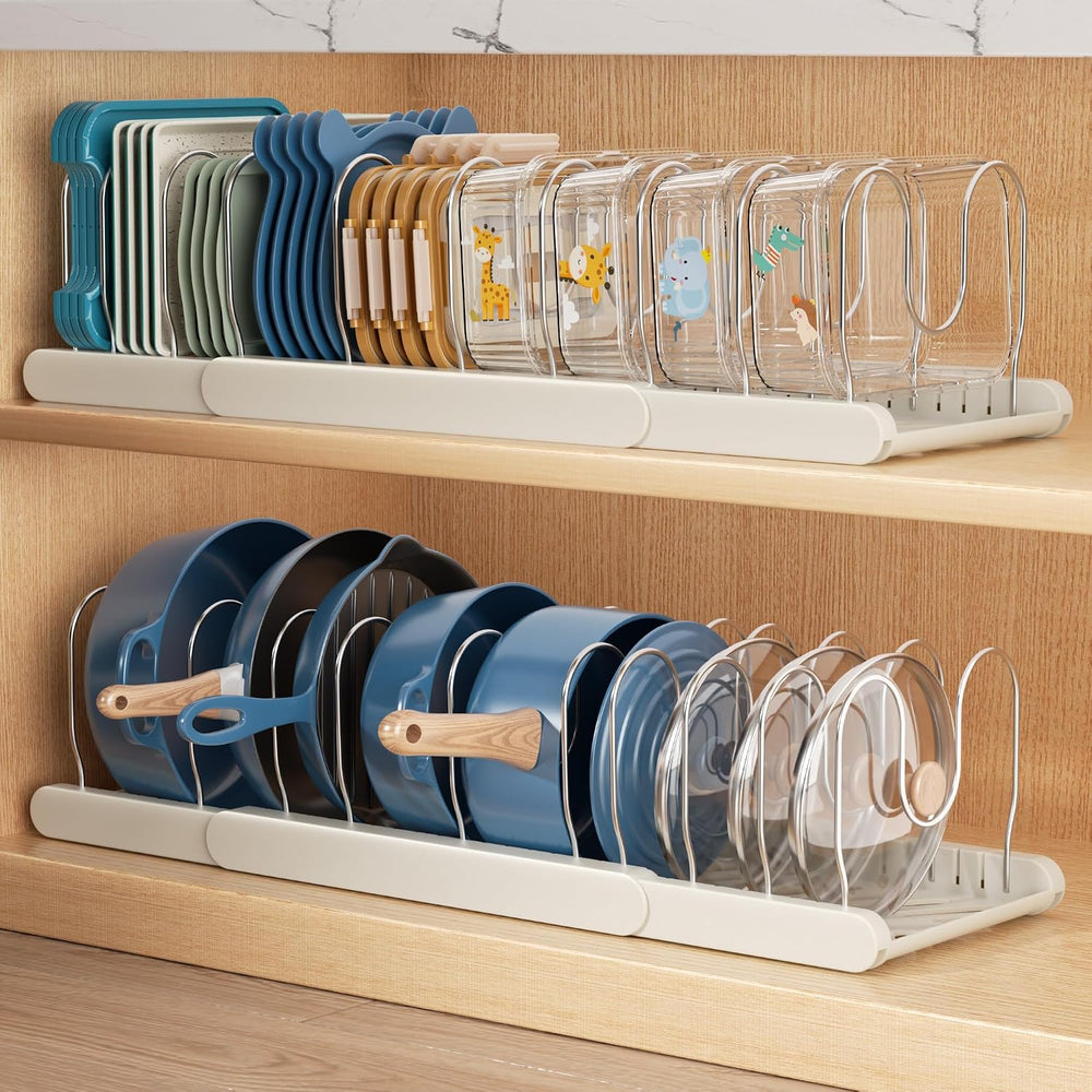 ORDORA 2 Pack Pots and Pans Organizer Under Cabinet, ABS Base, 10 Dividers
