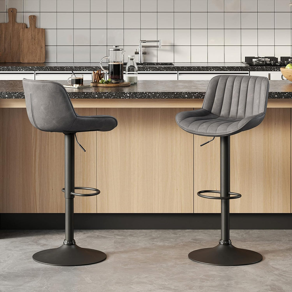 Volans Bar Stools Set of 2, Mid Century Modern Faux Leather Swivel Adjustable...