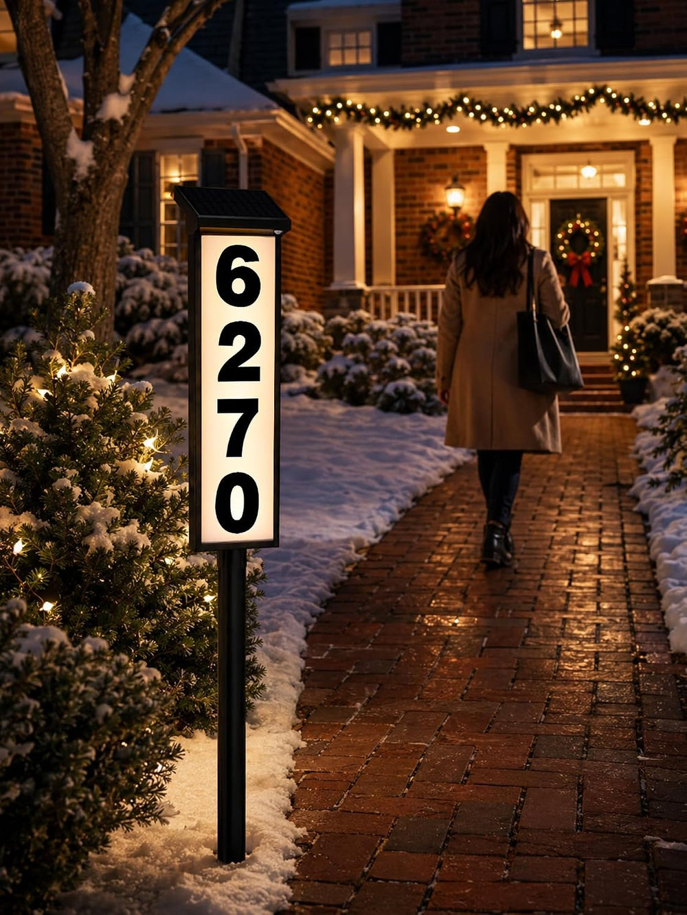 ODEETRONIC Solar Address Sign for Outside, 3 Colors LED House Number Light