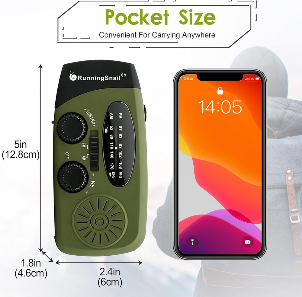 RunningSnail Hand Crank Emergency Radio with LED Flashlight for Emergency
