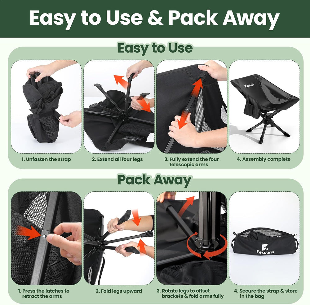 Portable Camping Chairs for Adults, Comfy Folding Camp Chair