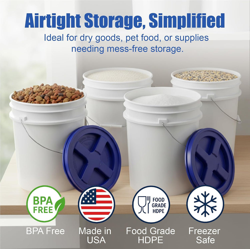 ePackageSupply 5 Gallon Bucket - Food Grade w/Lid BPA-Free, White/Blue, 6