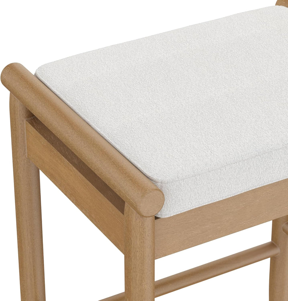 Nathan James Kirsten Scandinavian Backless Wooden Bar Stool, Boucle Bar Stool...