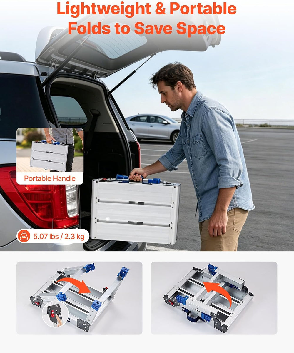 VEVOR Folding Work Platform, Adjustable Height 12-16 in, 500 lbs Capacity Alu...
