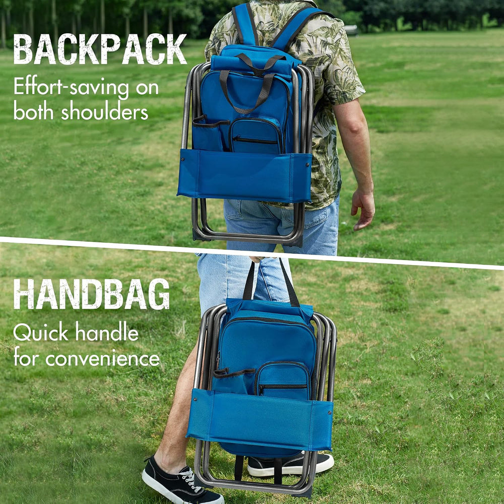Portal Backpack Cooler Chair with Backrest, Portable Folding Stool