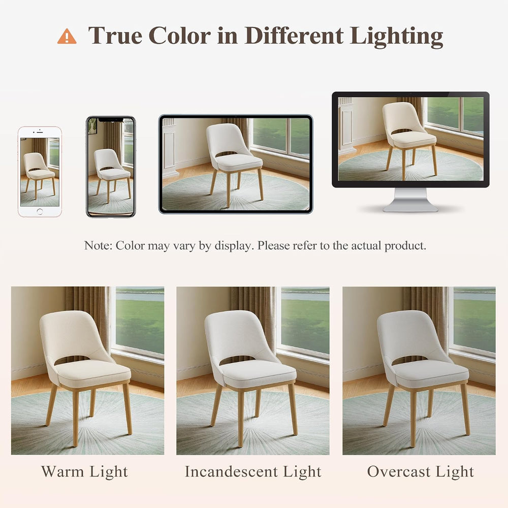 Modern Upholstered Chairs, Curved Open‑Back Fabric Kitchen Chairs(Set of 4)
