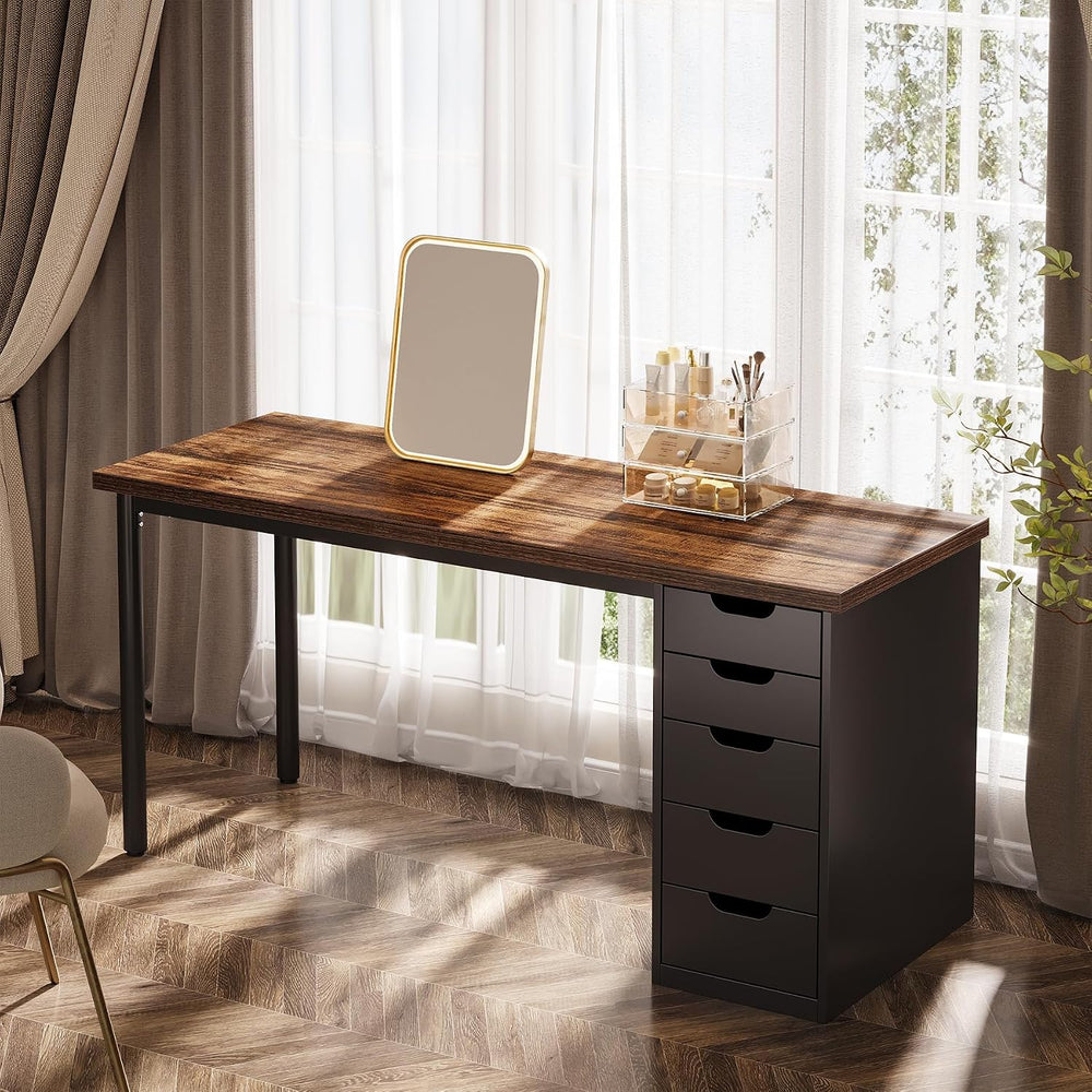 Tribesigns 47 Inch Computer Desk with 5 Drawers