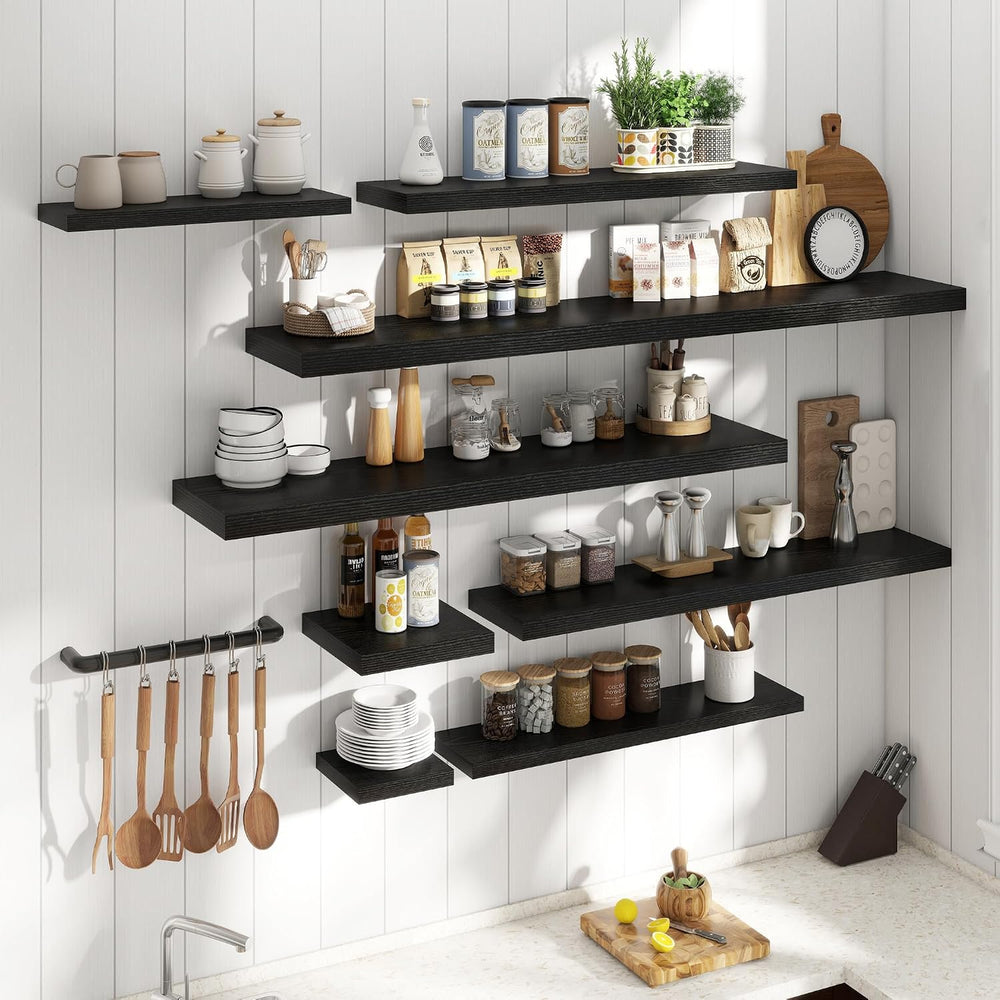 40 Inch Floating Shelves, 9"Deep Wall Shelf, 60 Lbs Capacity, Black, 2pcs