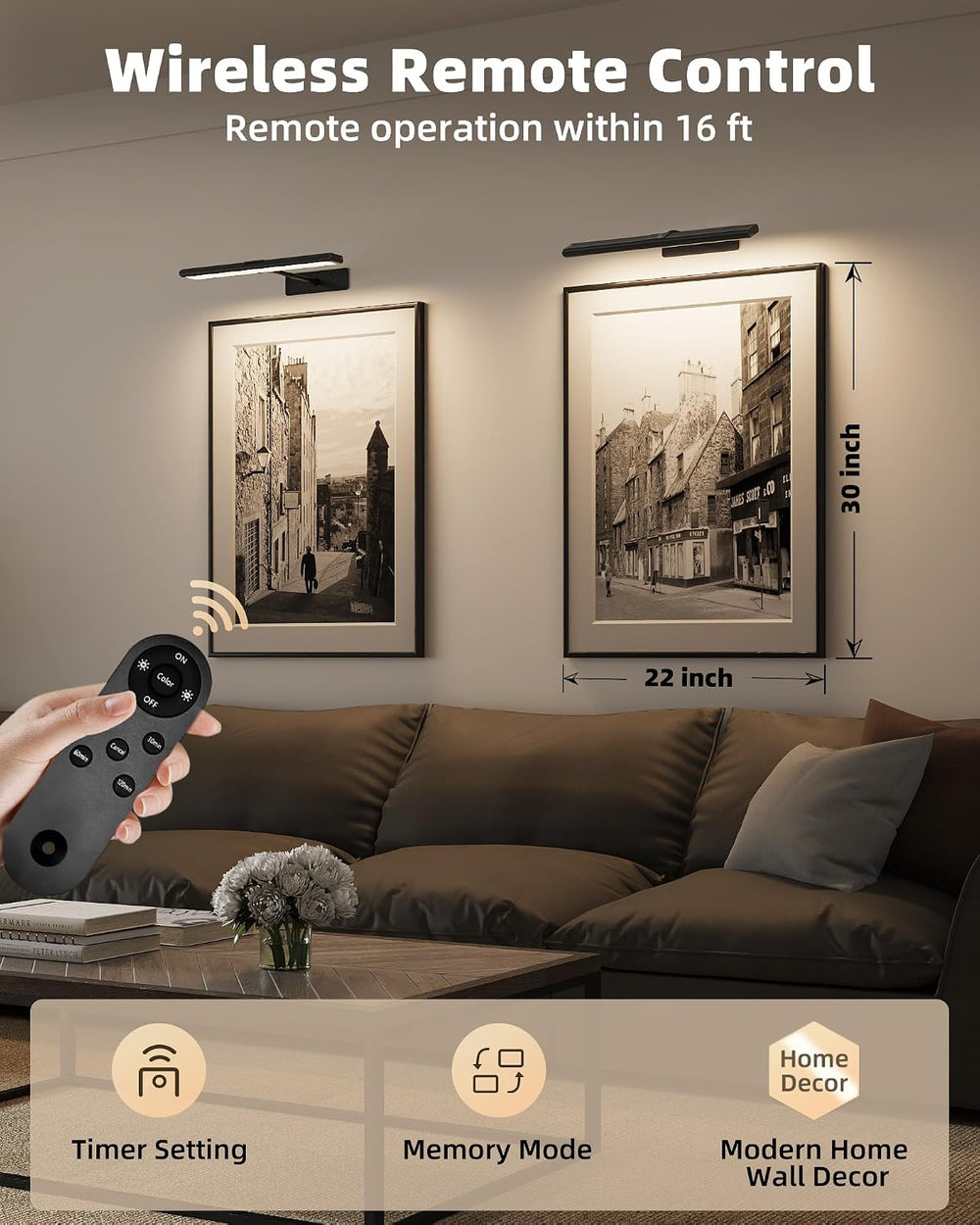 EZVALO 4-Pack Picture Lights for wall, 16'' Rechargeable Art Lights (...