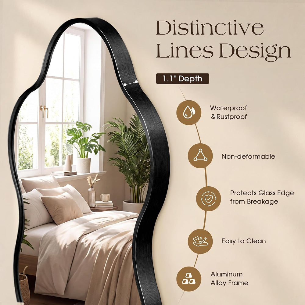 32''x20'' Asymmetrical Mirror with Metal Frame, Small Irregul...