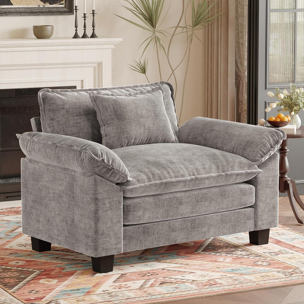 HUSFU Oversized Accent Chair, 50'' W Chenille Cloud Sofa Chair, Gray