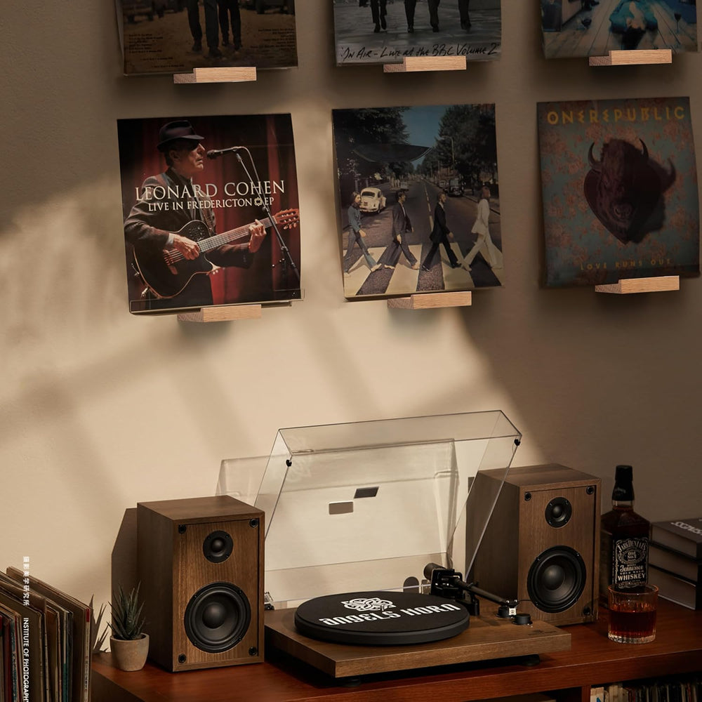 Vinyl Record Shelf Wall Mount,Small Record Holder,Natural Wood