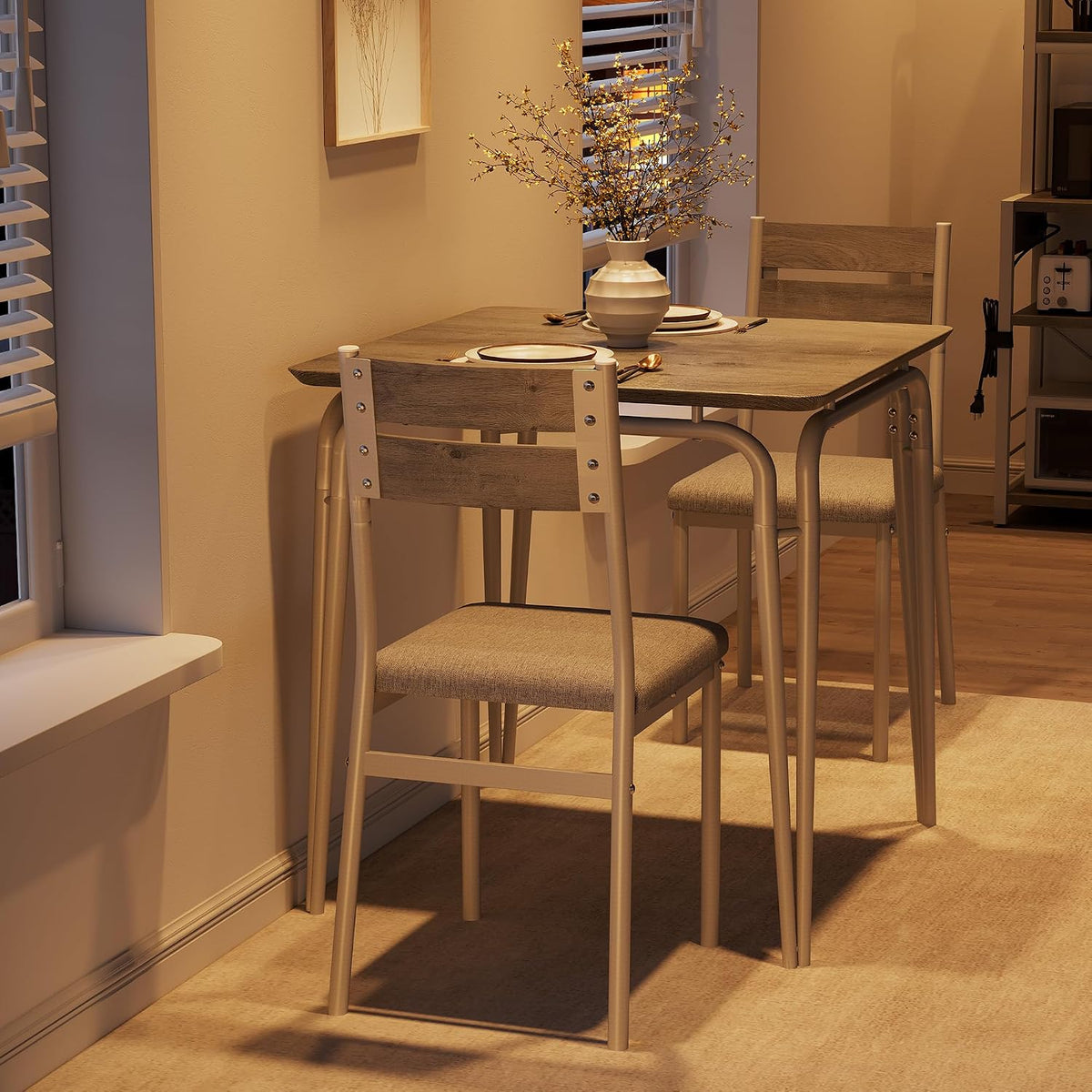 dining table for 2, small table and chairs, close-up detail