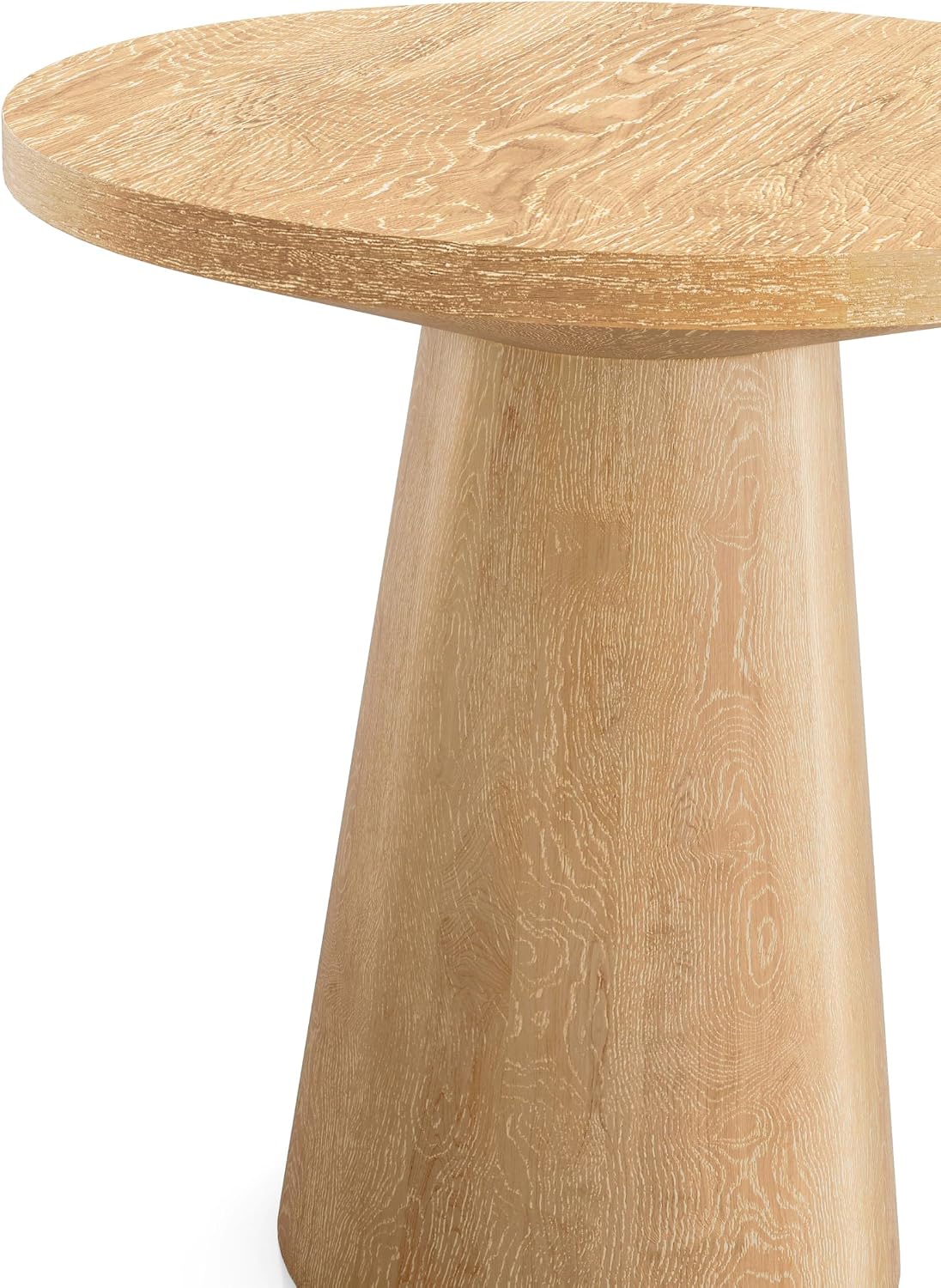 Furniture of America Lestara Modern Solid Wood 2-Piece Brown 29-inch Round End Table Set with Cone-Shaped Pedestal Base for Small Space, Living Room, Home Office, Oak
