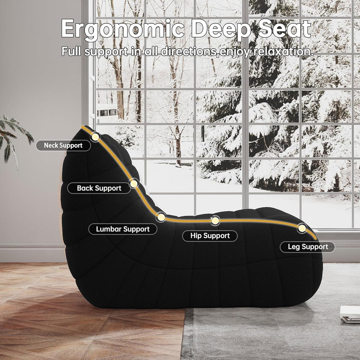 WHGBJA Bean Bag Chair for Adults, Lazy Bean Bag Sofa for Bedroom, Living Room, Reading, Gaming Floor Sofa Chair, Comfy
