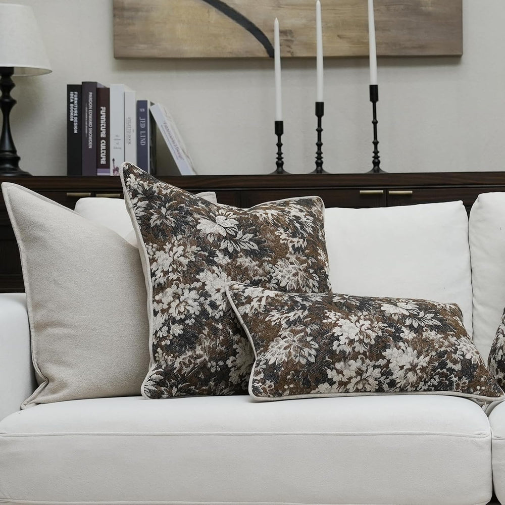 Vintage Farmhouse Floral Throw Pillow Covers 18x18 Inches Set of 2 Rustic Bot...