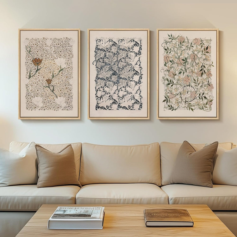 Large Framed William Morris Canvas Wall Art for Living Room, 20x30 In