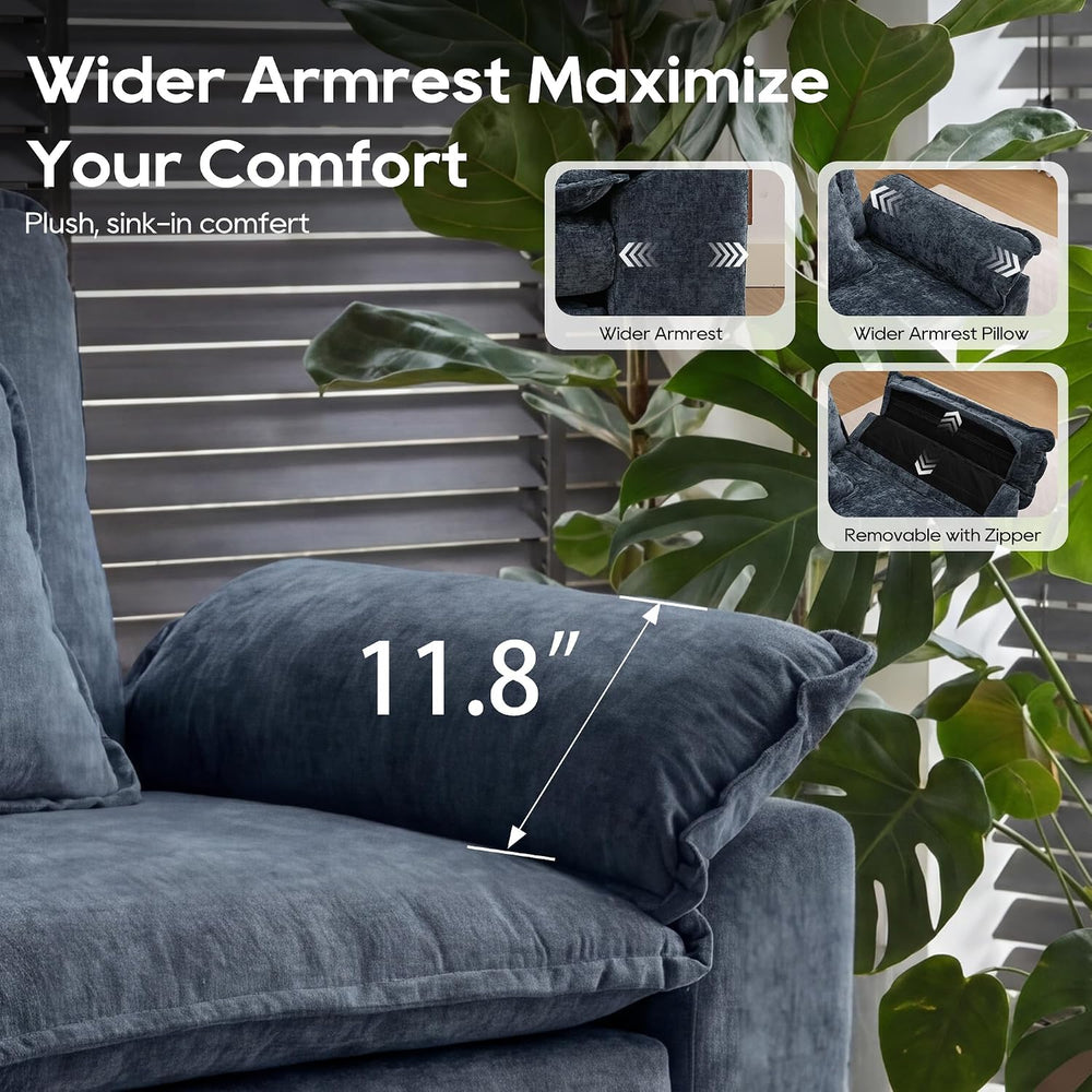 URRED Oversized Modular Sectional Sofa，Blue：122" U Shaped