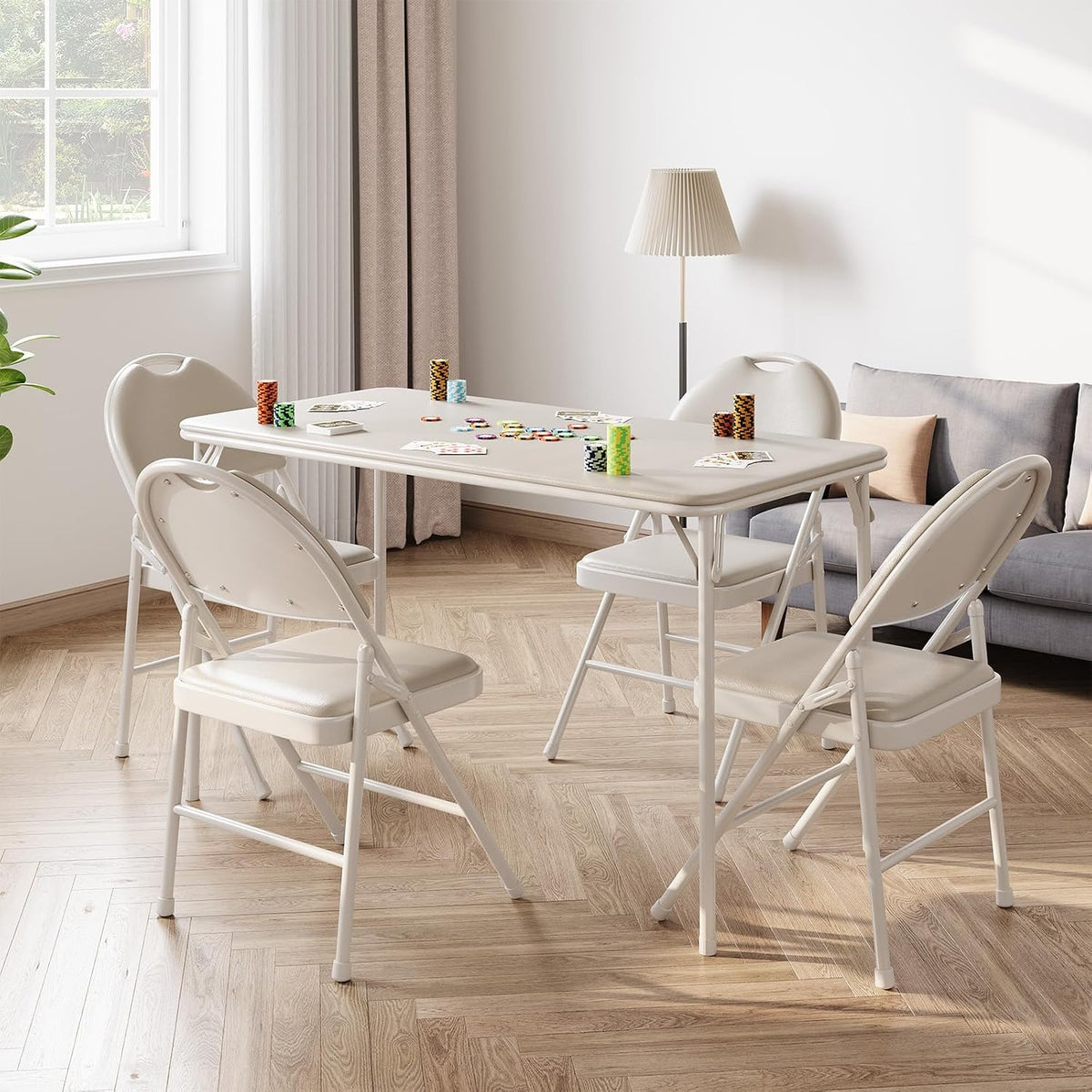 idealhouse 5 piece protable folding card table and, close-up detail