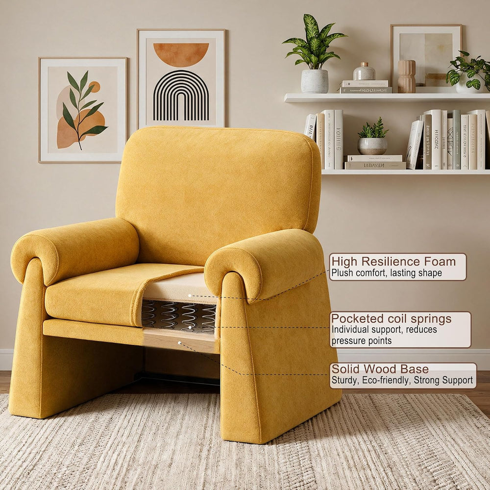 Oversized Accent Chair, Comfy Living Room Chairs, Single Sofa Chair with Thic...