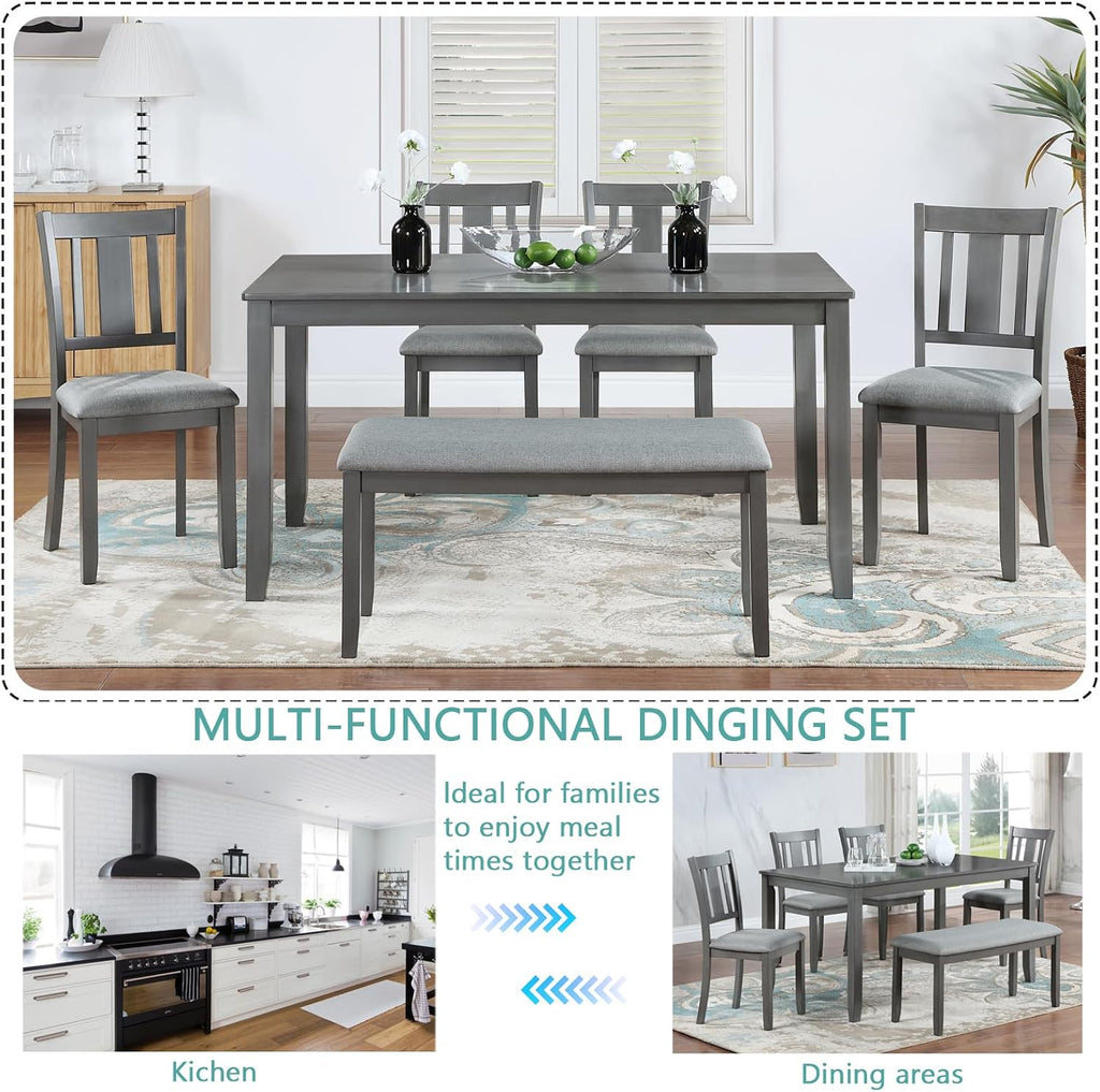keiki 6-piece standard height dining table set with showing dimensions
