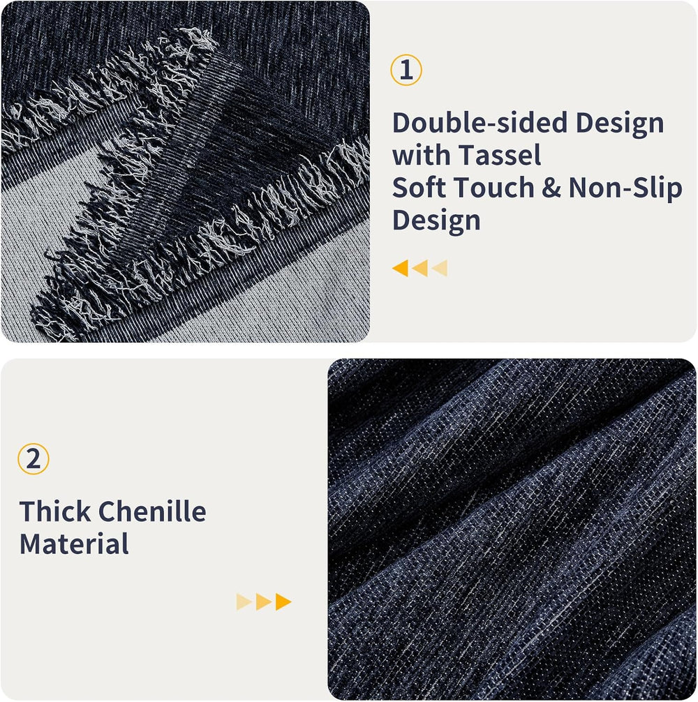 2-Piece Sectional Couch Covers L-Shape Chenille Couch Cover Blanket