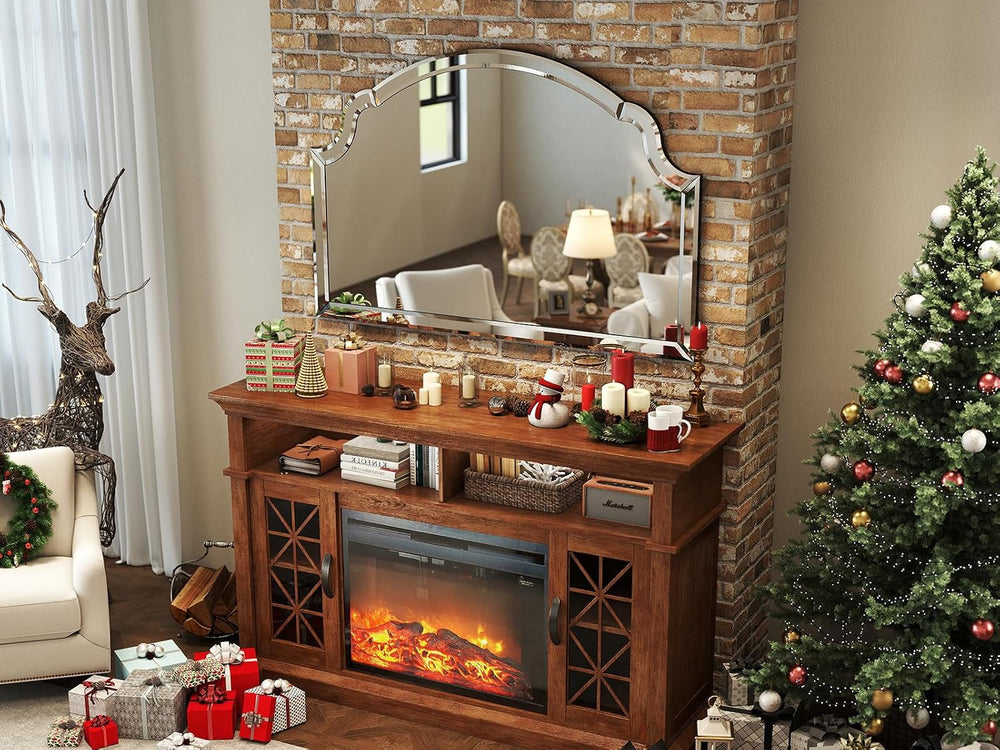 Large Arched Wall Mirrors for Living Room, 31.5"x47.2" Scalloped Ba...
