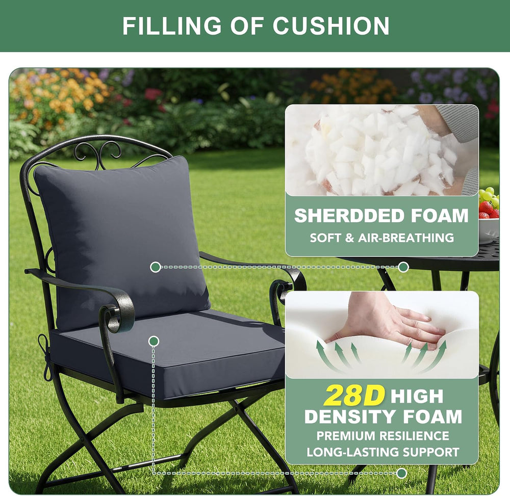 Summsun Outdoor Cushions for Patio Furniture, 22 x 22 in, Dark Grey, 1 Set