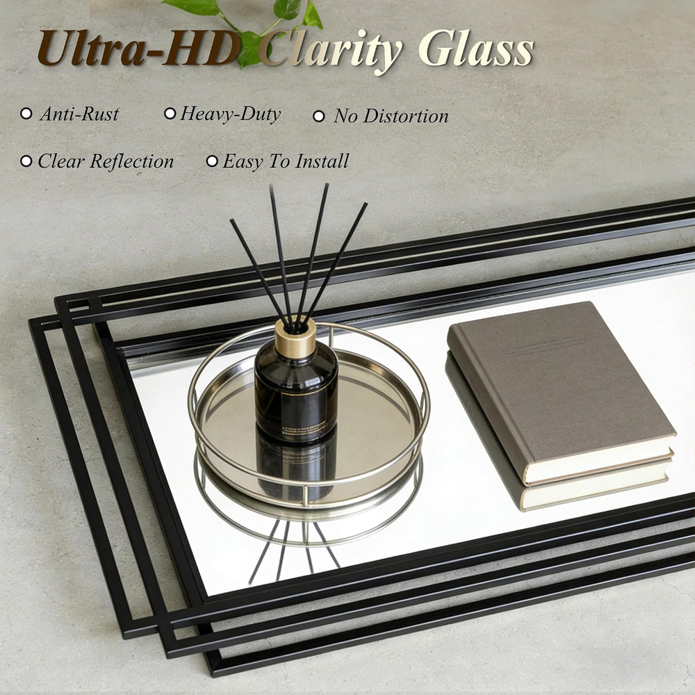 47"x22" Large Rectangle Decorative Mirror with Geometric Frame