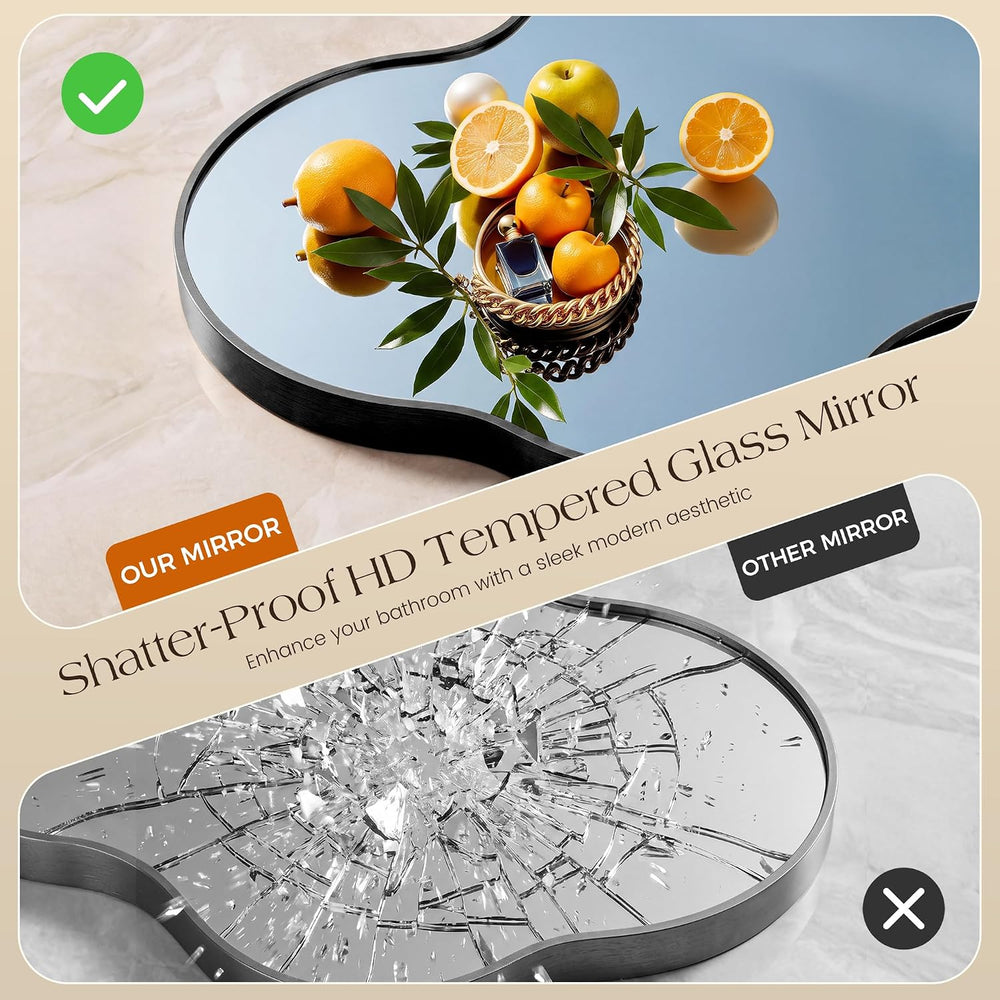 32''x20'' Asymmetrical Mirror with Metal Frame, Small Irregul...