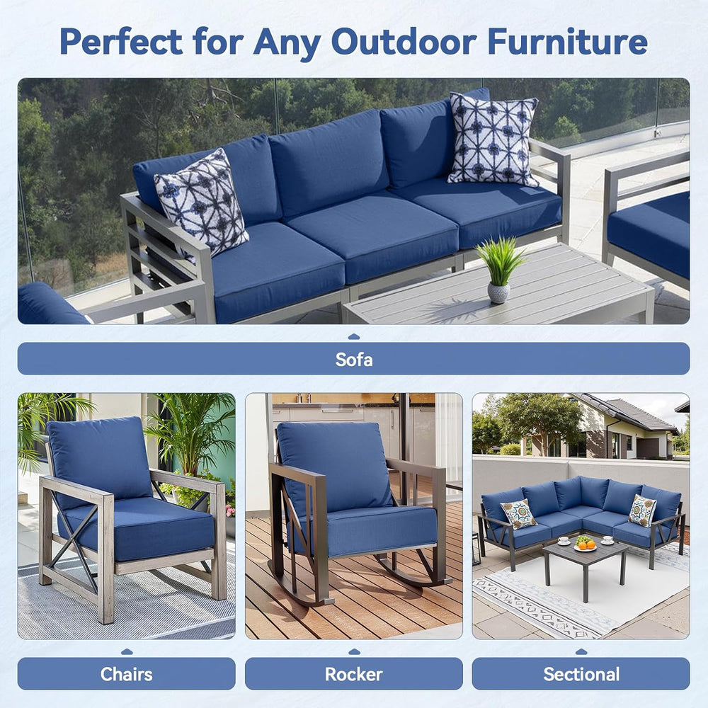 6" Thick Outdoor Cushions 22x24x6, 1-Set Deep Seat Patio Cushions with R...