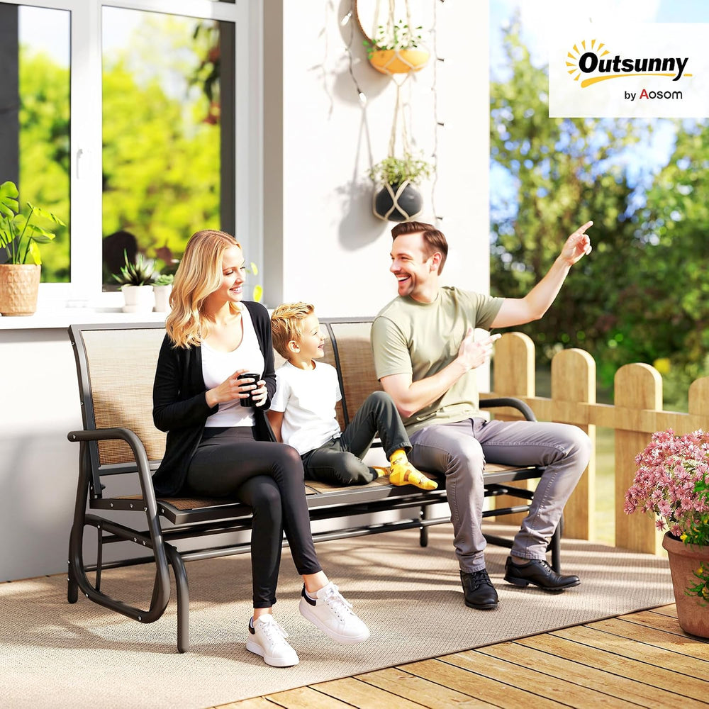 Outsunny 3-Person Patio Glider Bench Outside 3 Seats Light Mixed Brown