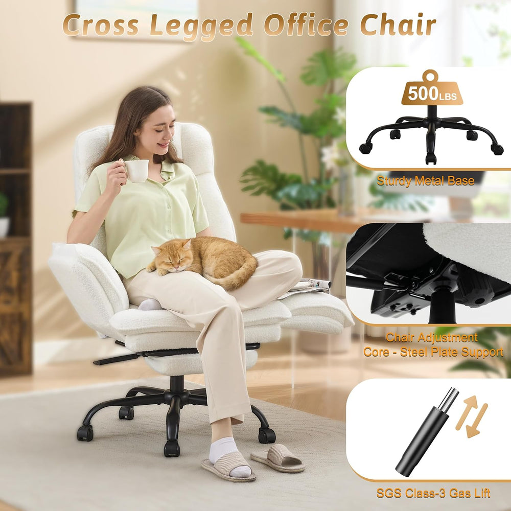 Wider Seat Office Chair with Flip Armrests for Criss Cross Legged&Cats, B...
