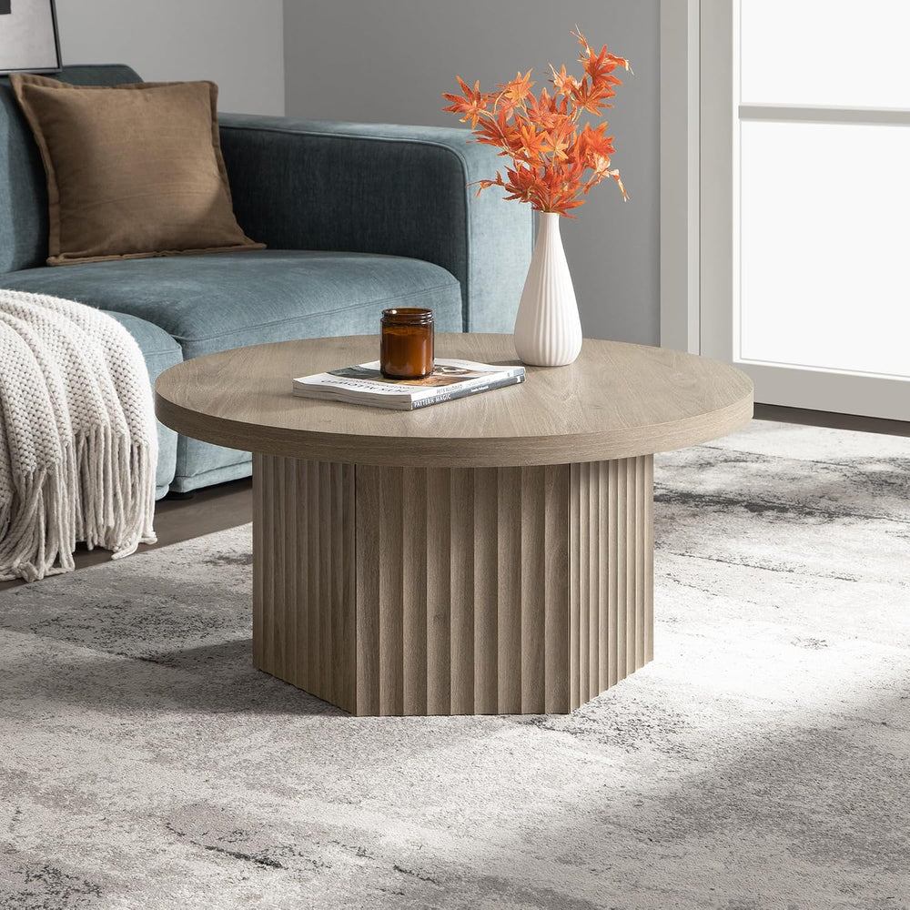 SICOTAS 32" Round Coffee Table for Living Room Modern