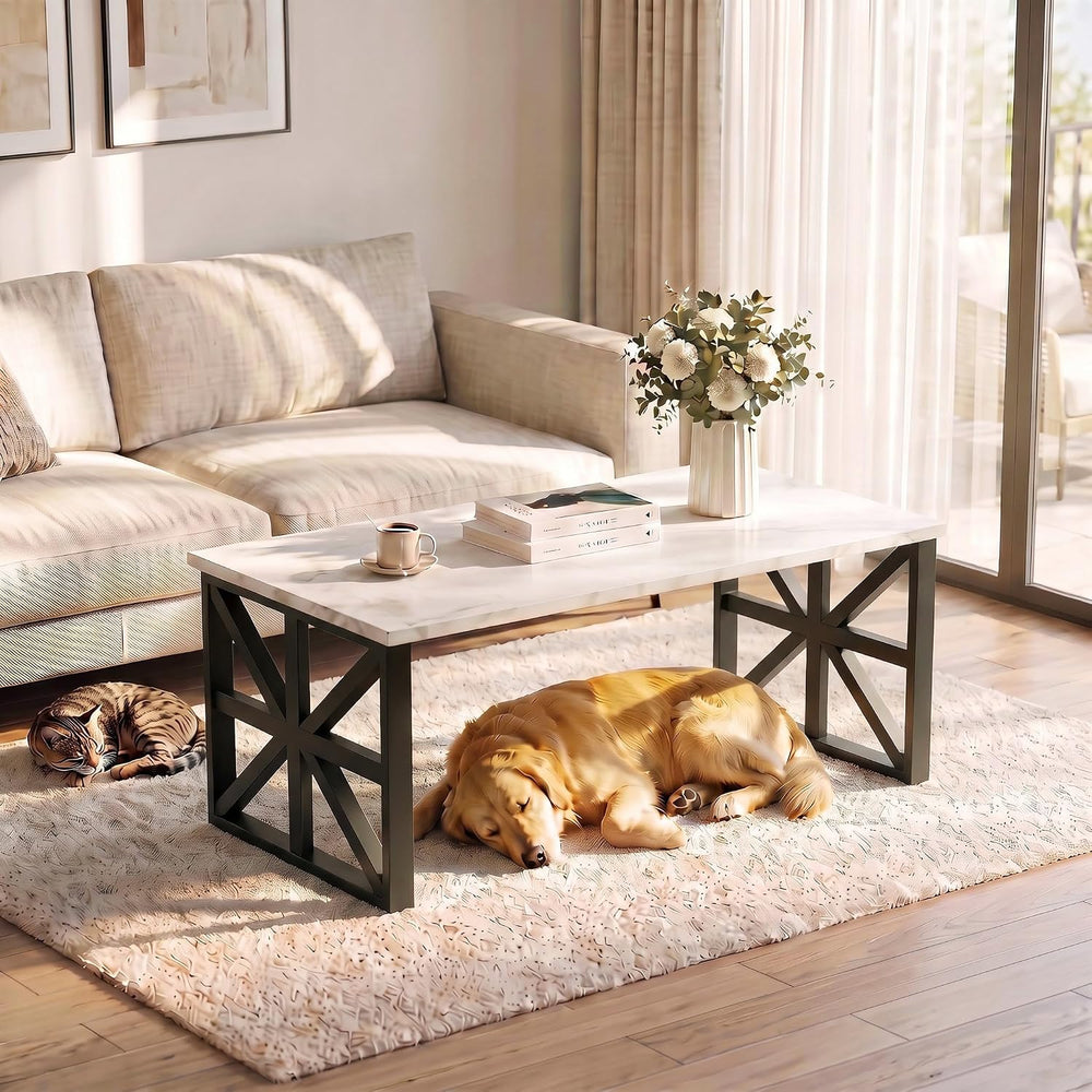 Coffee Tables for Living Room, Marble Coffee Table Modern White
