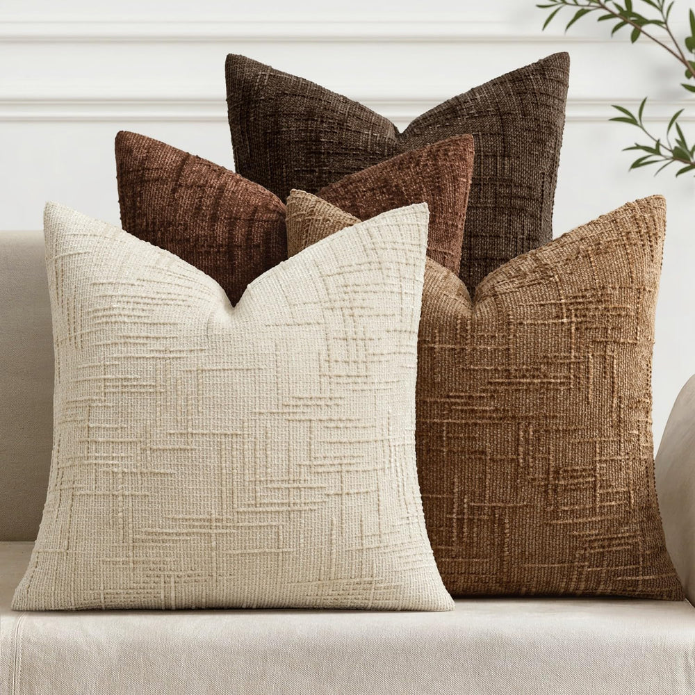 MIULEE Texture Chenille Decorative Throw Pillow Covers Dark Brown 18x18