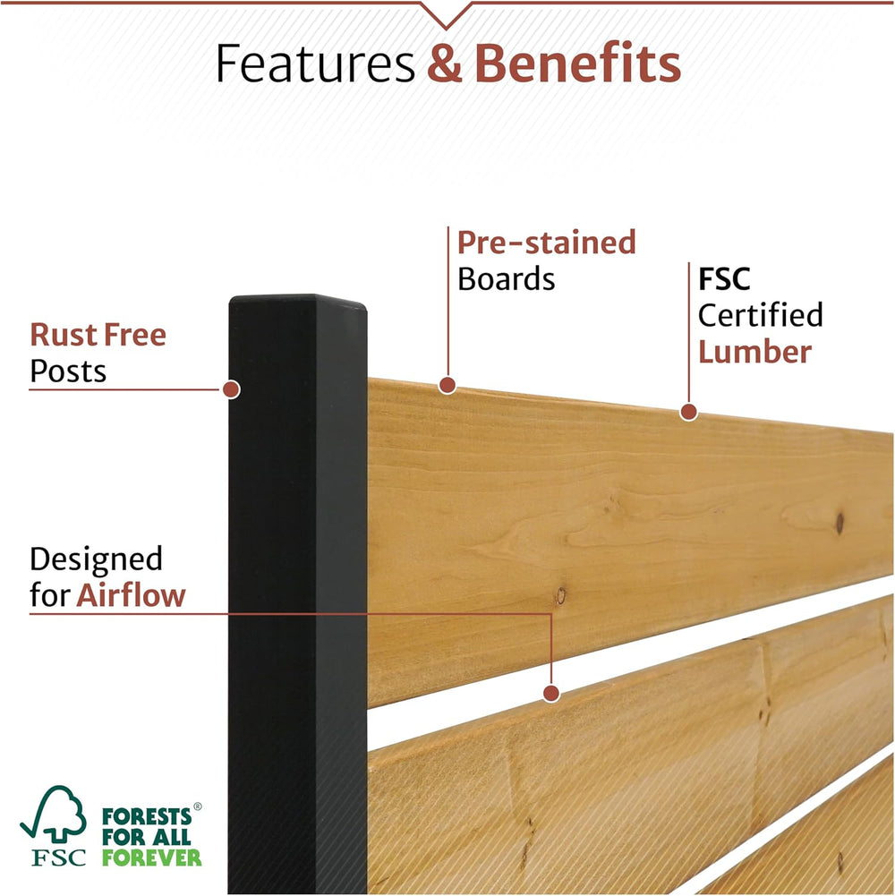Enclo 6ft Concord Privacy Screen w/Planter Box, Freestanding, Cedar Wood