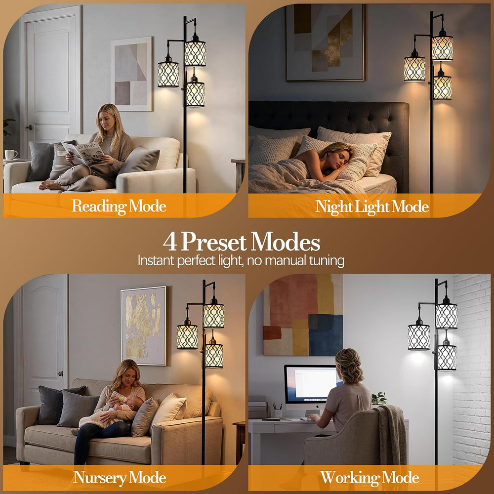 73" Dimmable Floor Lamps for Living Room, Standing Lamp with Remote, Black