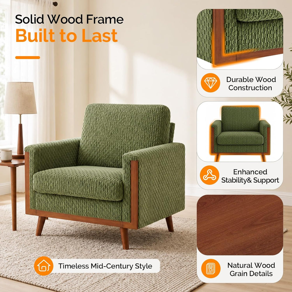 VINGLI 38" Oversized Accent Chairs Set of 2, Mid-Century Modern Armchairs