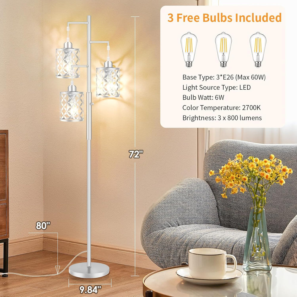 72" Modern Tree Floor Lamp, Dimmable Minimalist Tall Standing Lamp with ...