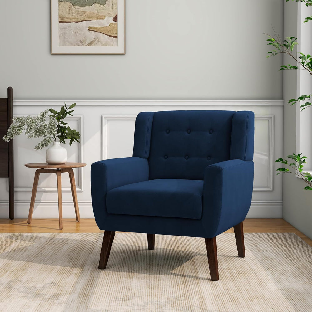 Accent Chairs Set of 2, Comfy Reading Armchair, Royal Blue