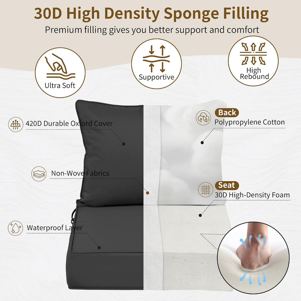 22x24 Outdoor Chair Cushions Set of 2, Waterproof Deep Seat Cushions for Pati...