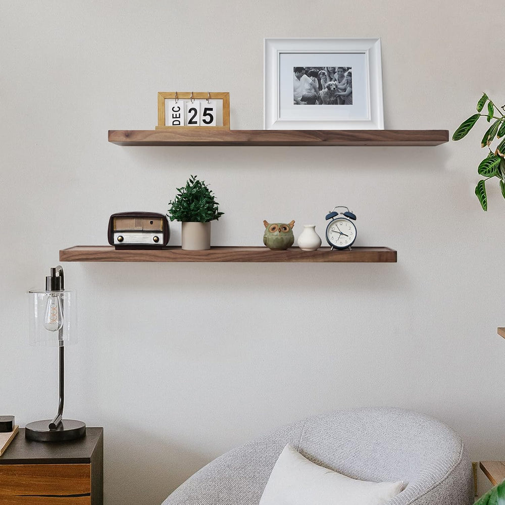 Axeman 36 Inch Solid Walnut Wood Floating Shelves, 6inch Deep Wall Shelves