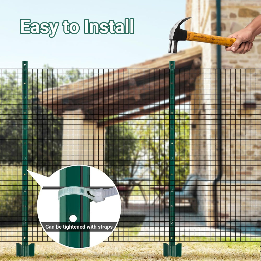 Metal Fence Posts 4 FT, 10 Packs Green Heavy Duty U Posts