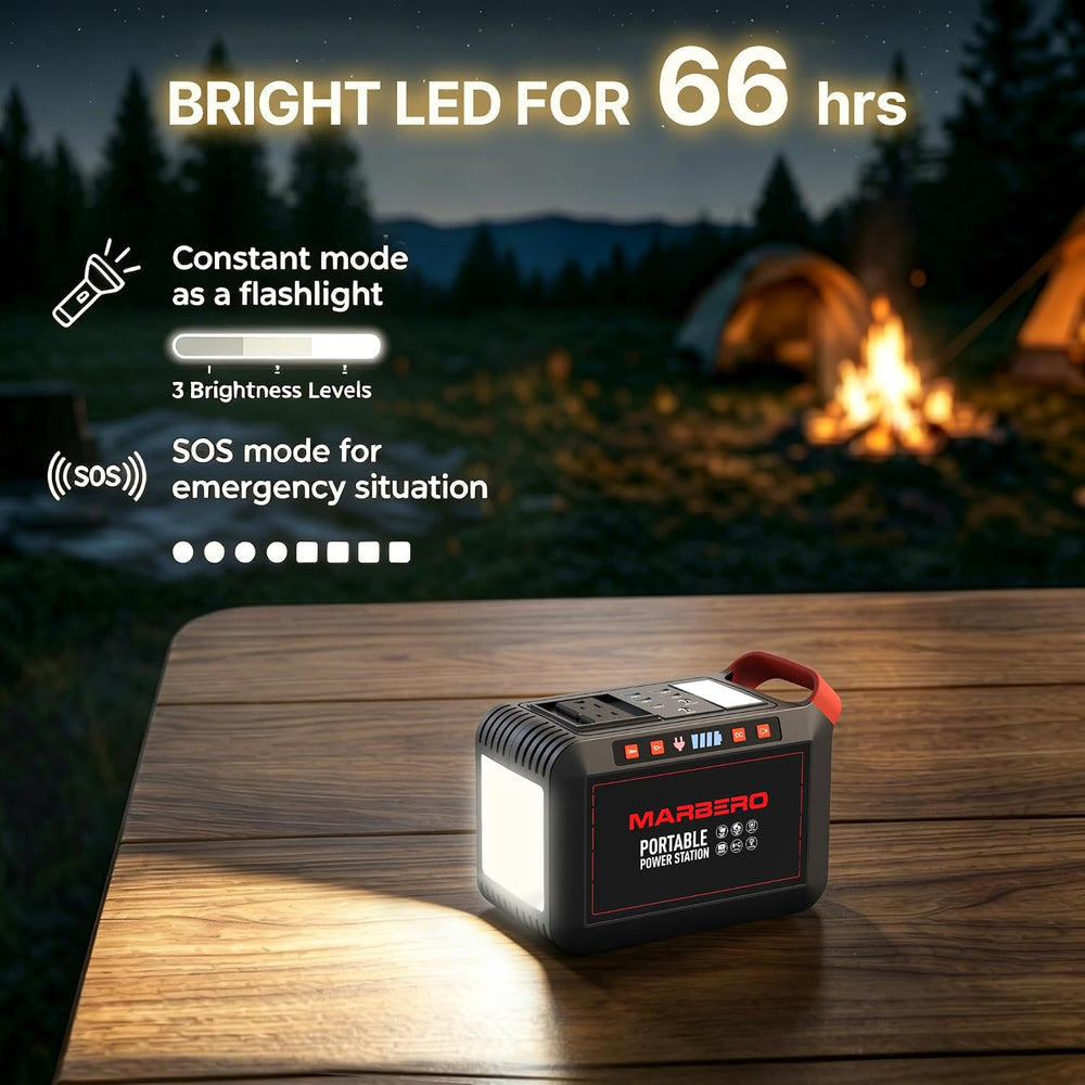 MARBERO 200W Portable Power Station 148Wh Camping Solar Generator Laptop Powe...