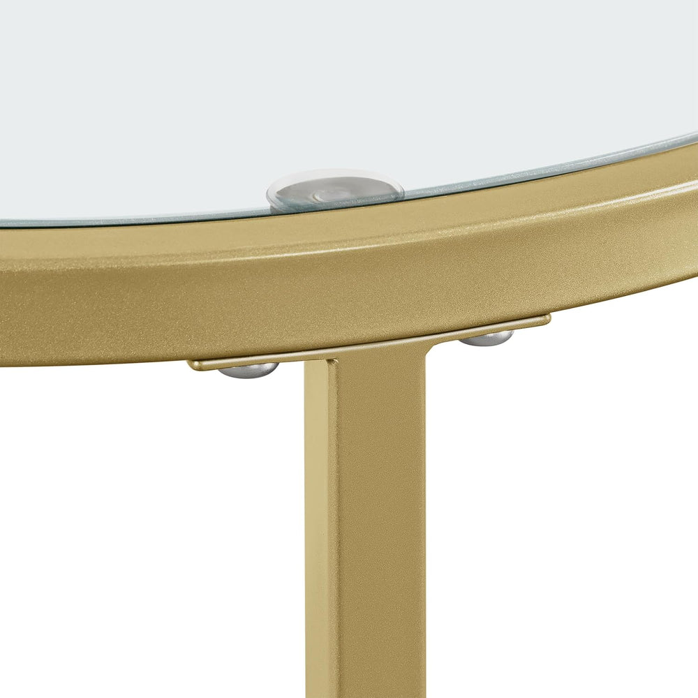 Yaheetech Round Nesting Side Table Set of 2, Gold Metal Frame and Glass Top